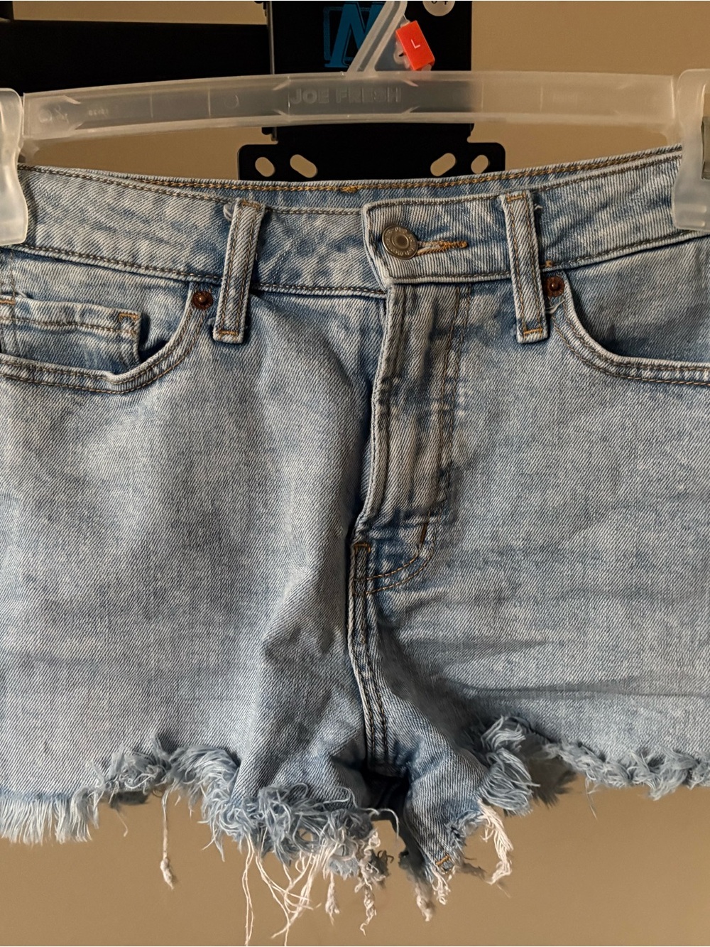 Light Blue Distressed Denim Shorts